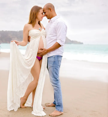 MQTIME  -  Summer Maternity Photography Long Dress Off-the Shoulder Maternity Lace Dresses For Photo Shoot Front Slit